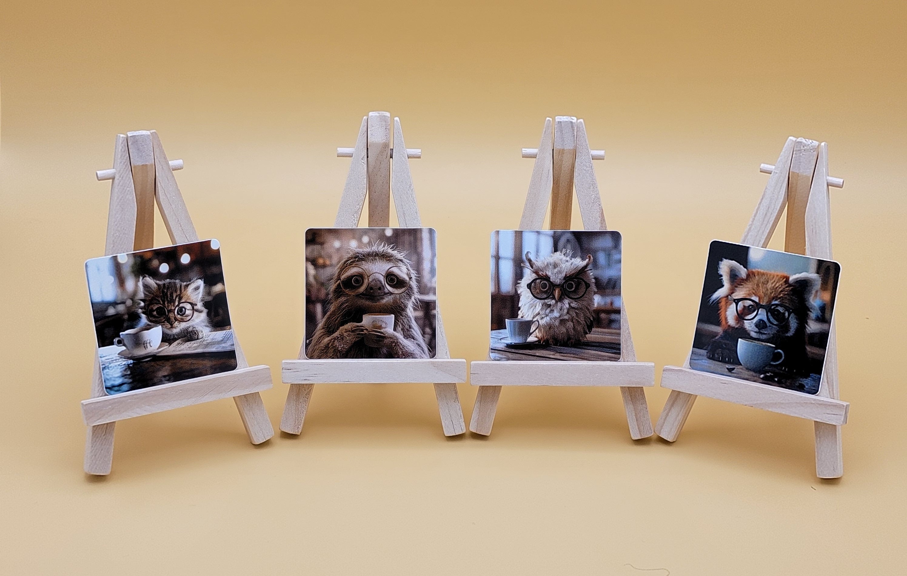 Hipster Coffee Animal Sticker Set (Set of 4)