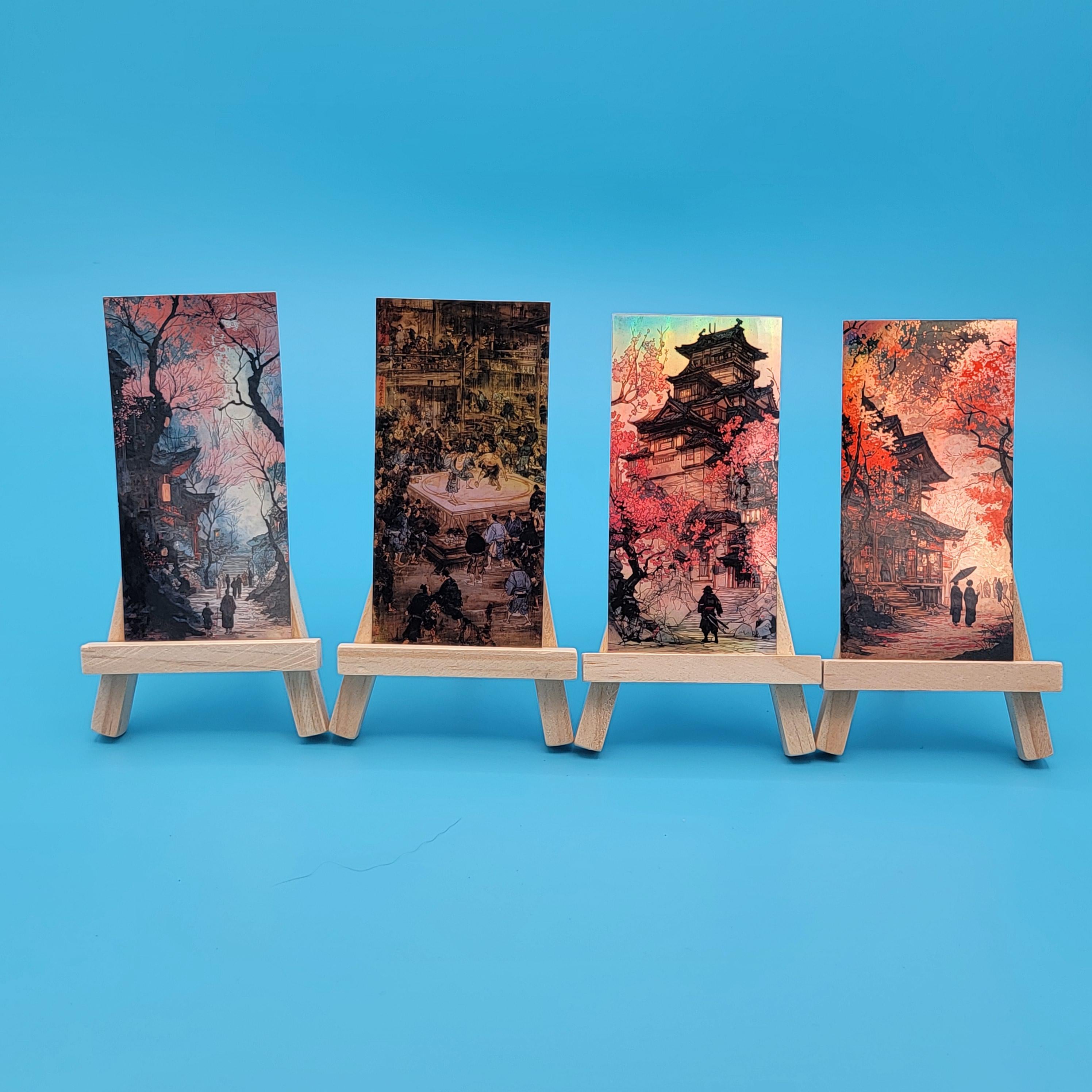 Holographic Edo Japan Sticker Set: Woodblock Art, Laptop Decals (4"x2")