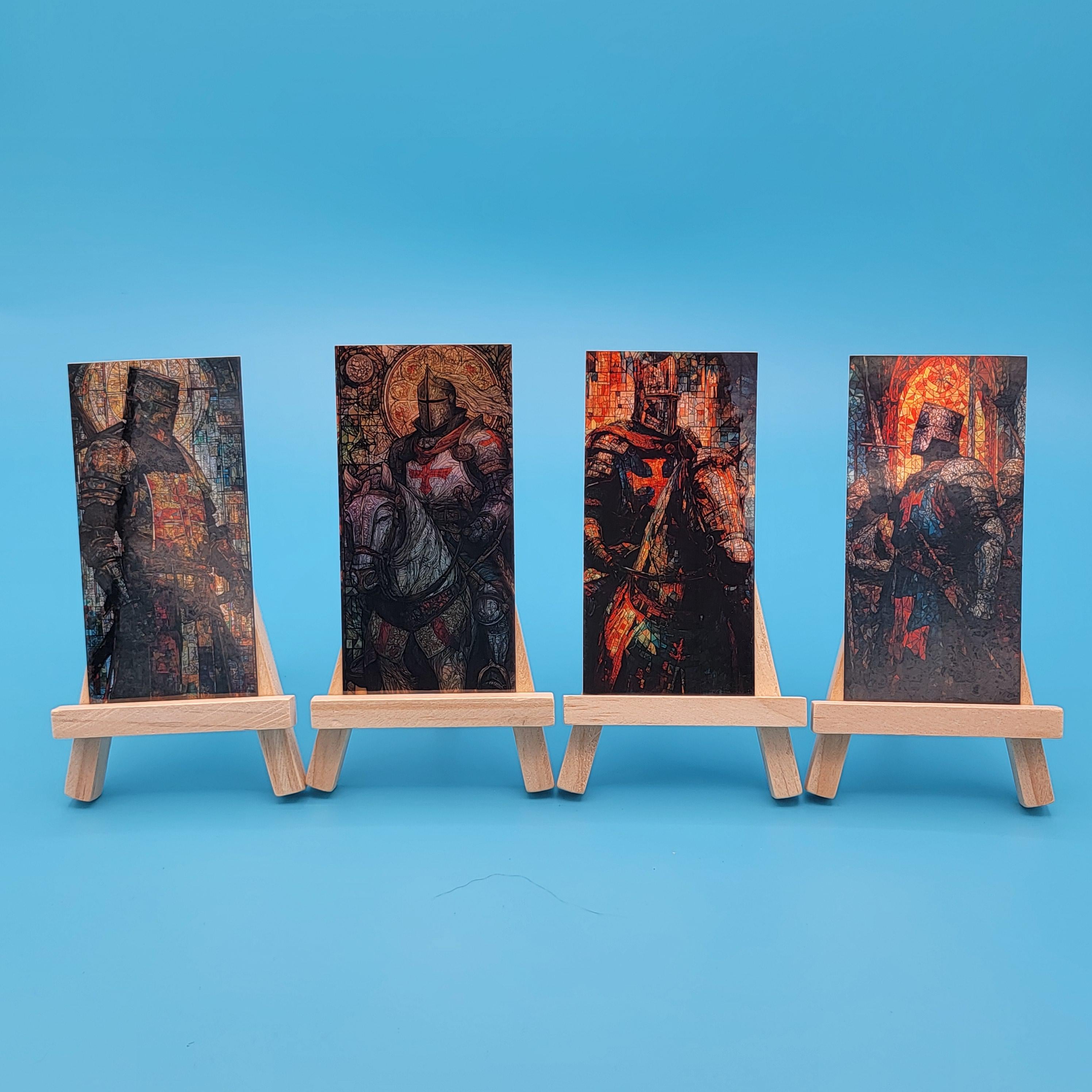Holographic Knight Sticker Set: Stained Glass Medieval Fantasy (4"x2")