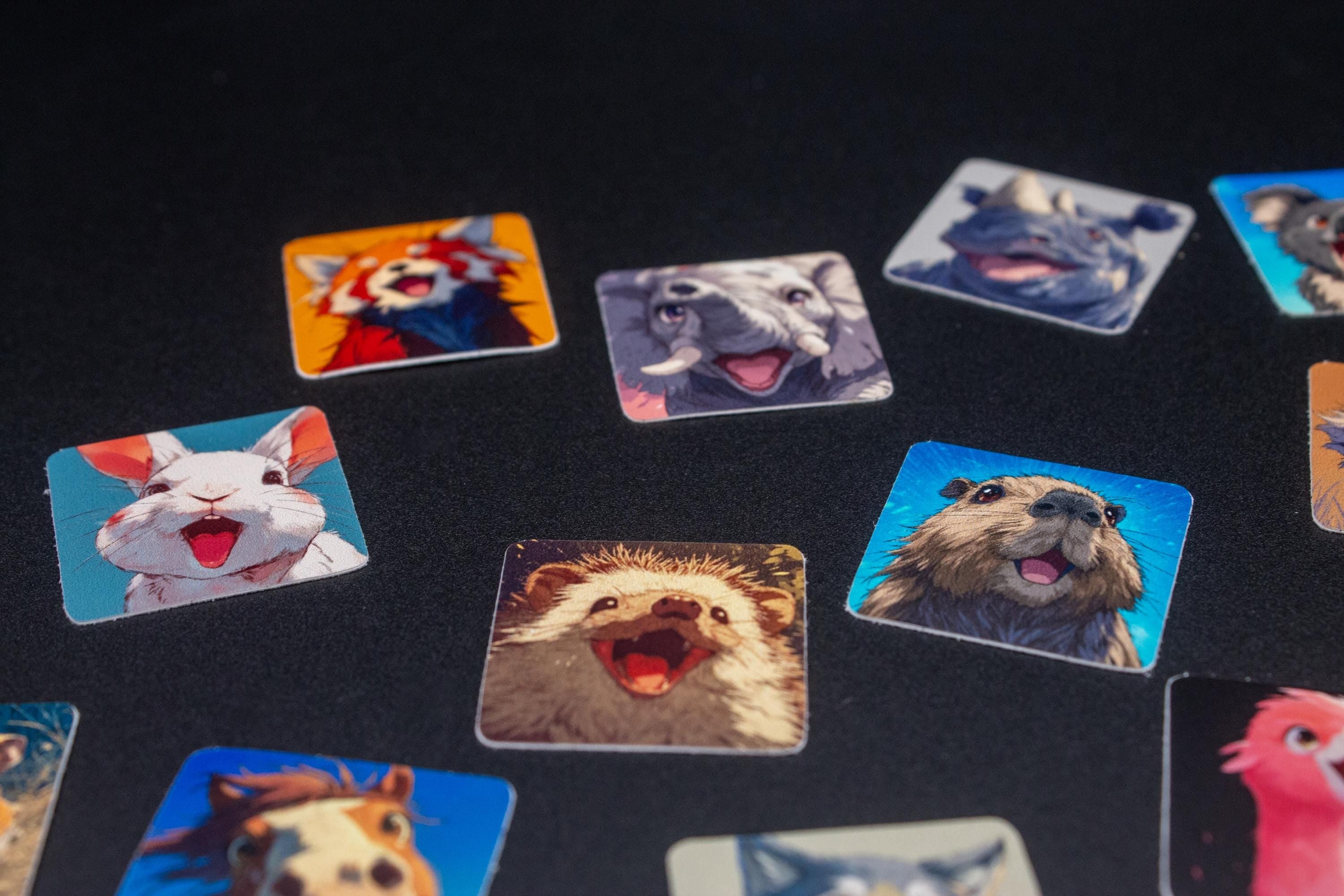Cute Mini Anime Style Animal Stickers (Set of 20), 1x1 Inch
