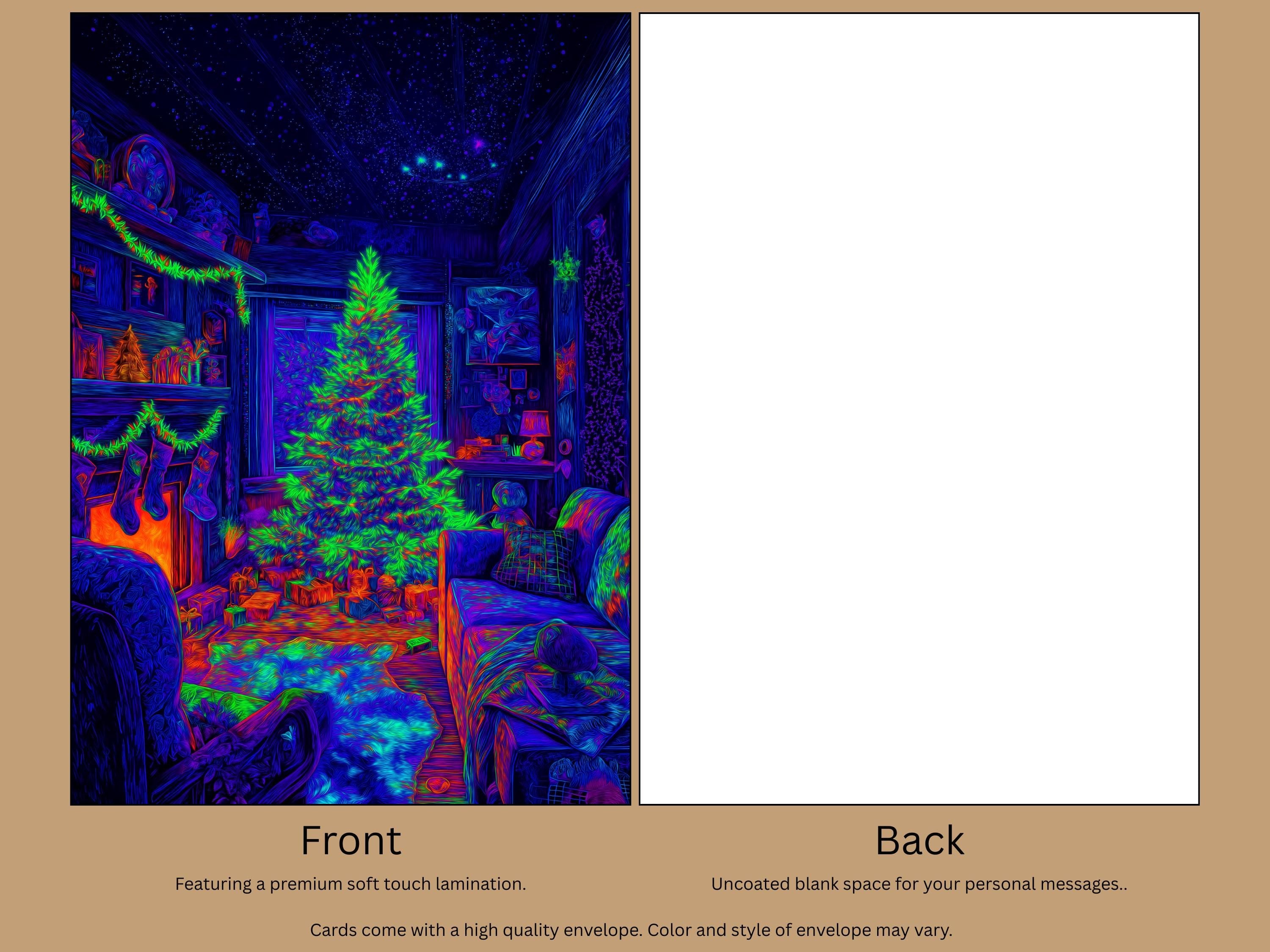 Neon Christmas Art Print Card: Holiday Cheer (5x7 with Envelope)