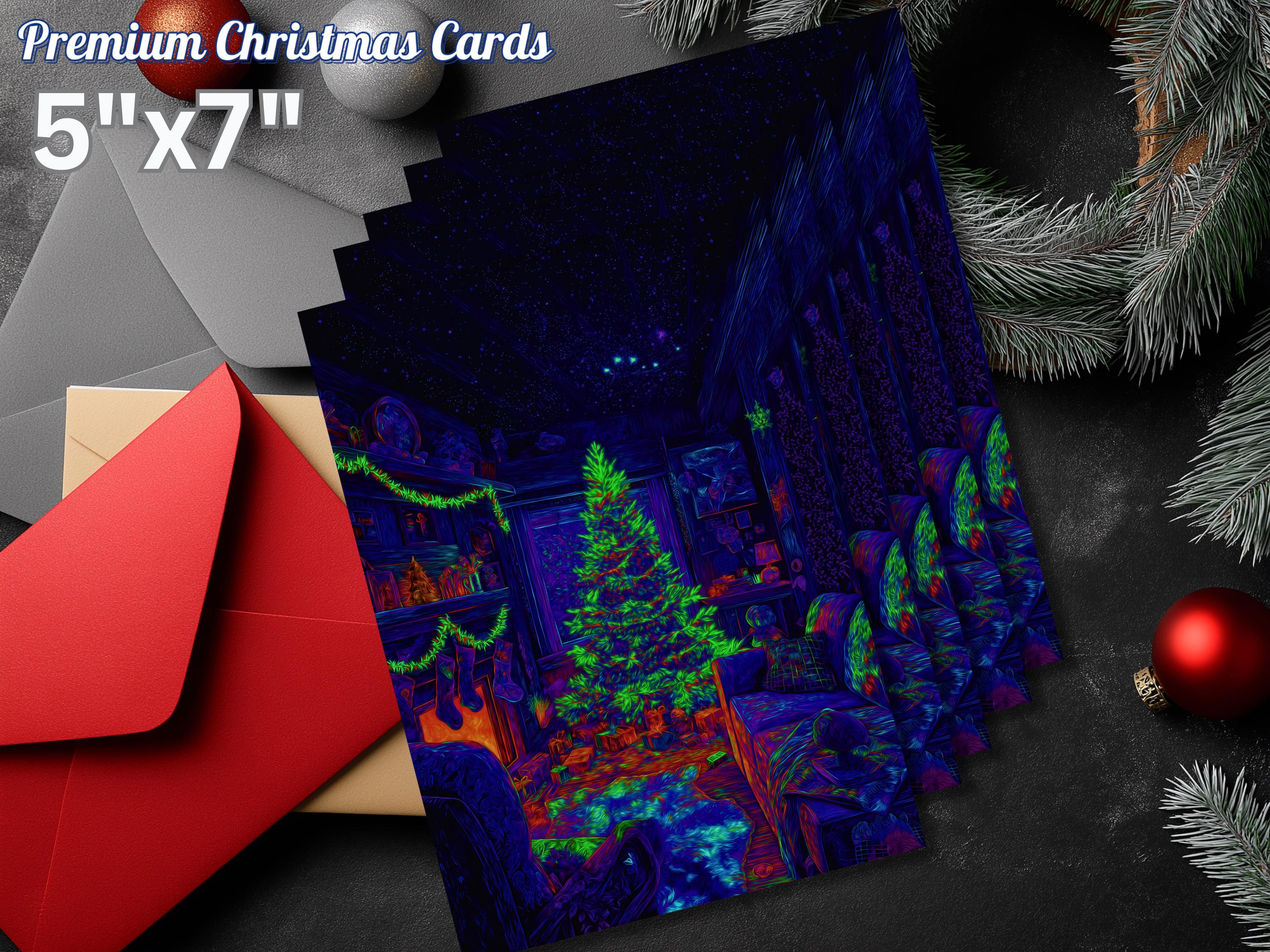 Neon Christmas Art Print Card: Holiday Cheer (5x7 with Envelope)