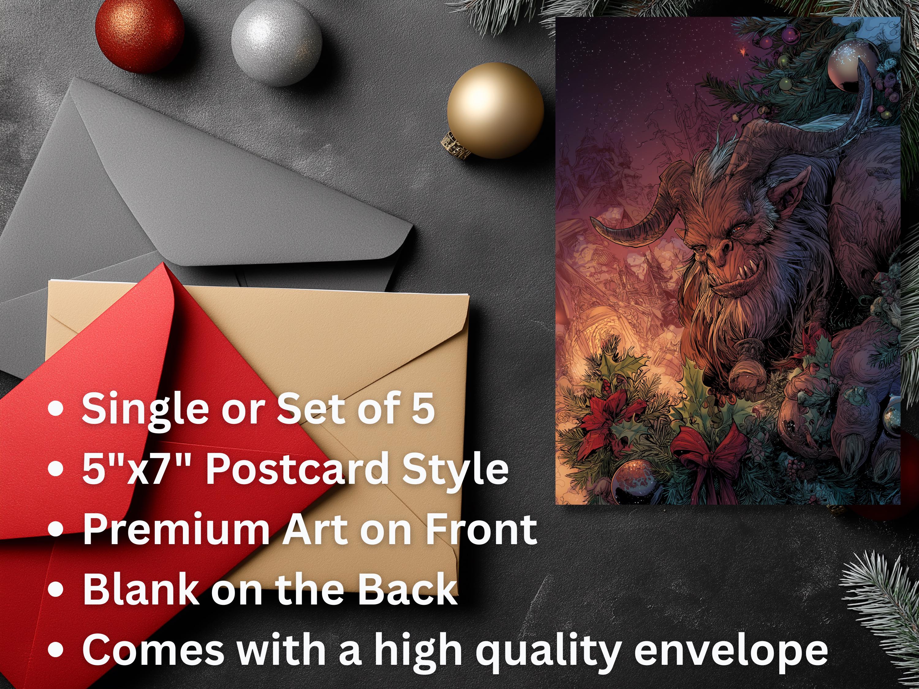 Krampus Christmas Art Print Card: Unique Holiday Greeting