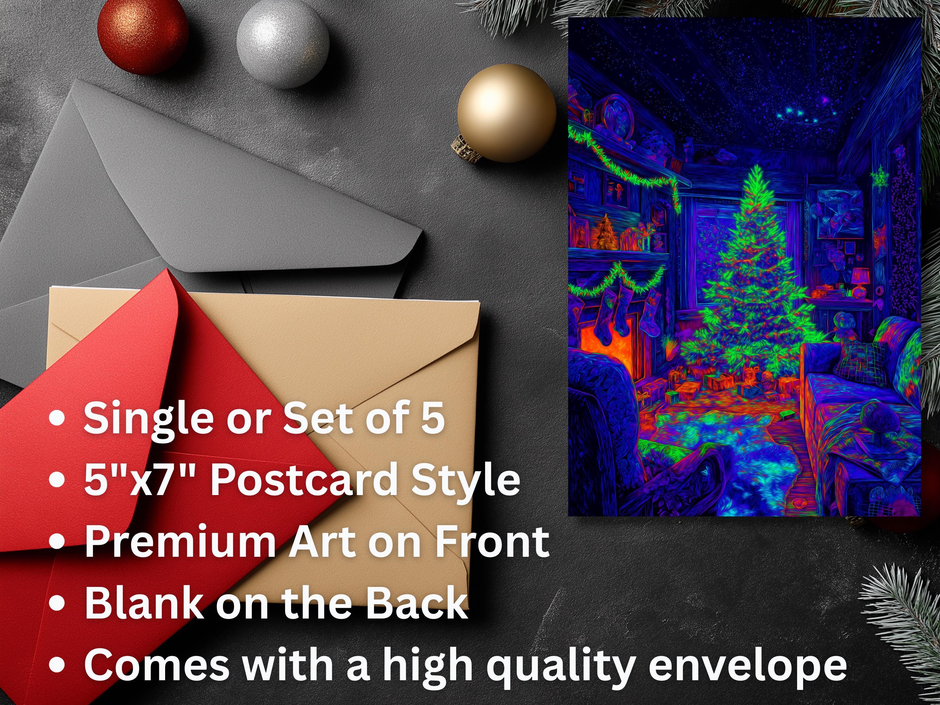 Neon Christmas Art Print Card: Holiday Cheer (5x7 with Envelope)
