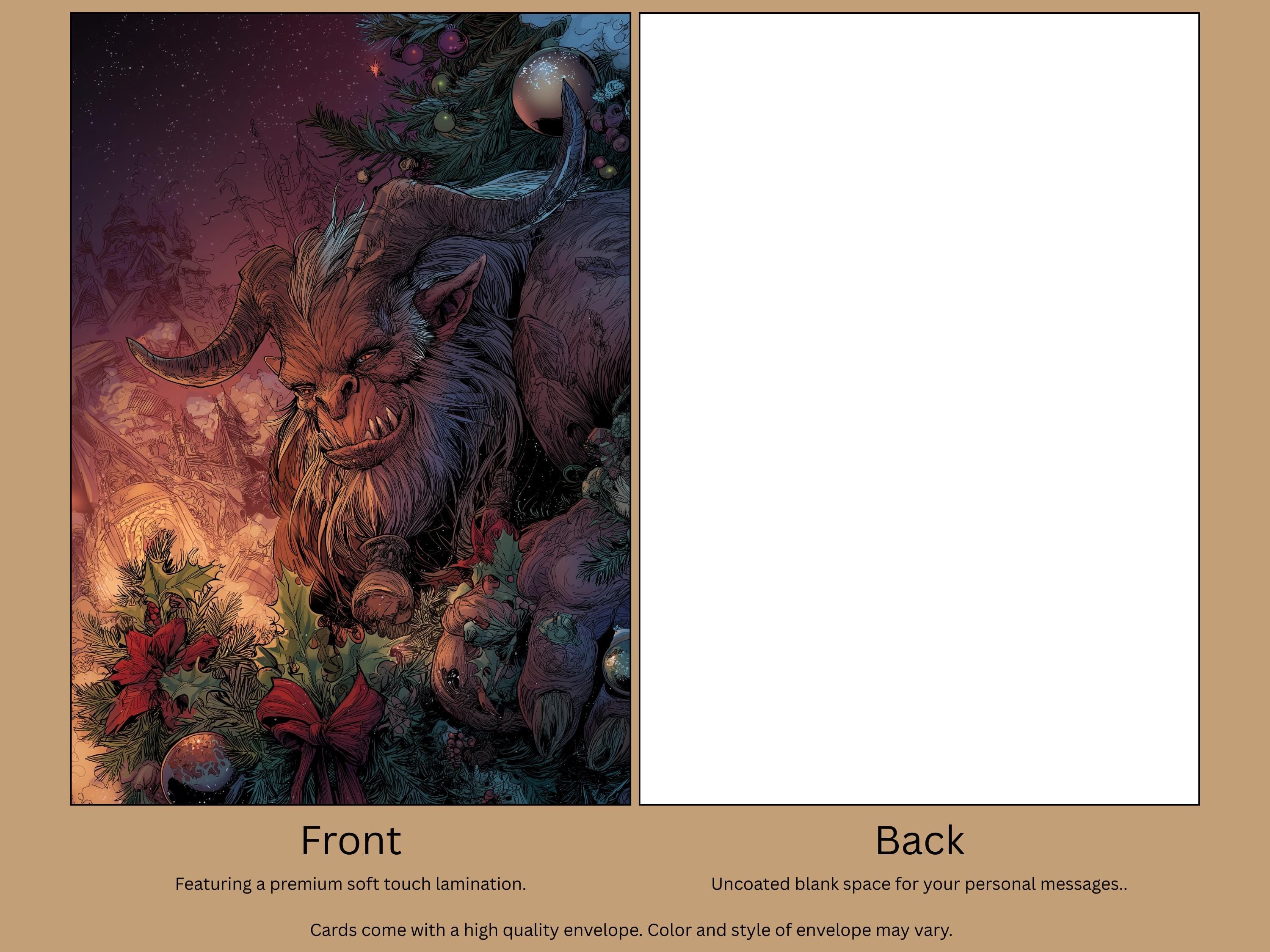Krampus Christmas Art Print Card: Unique Holiday Greeting
