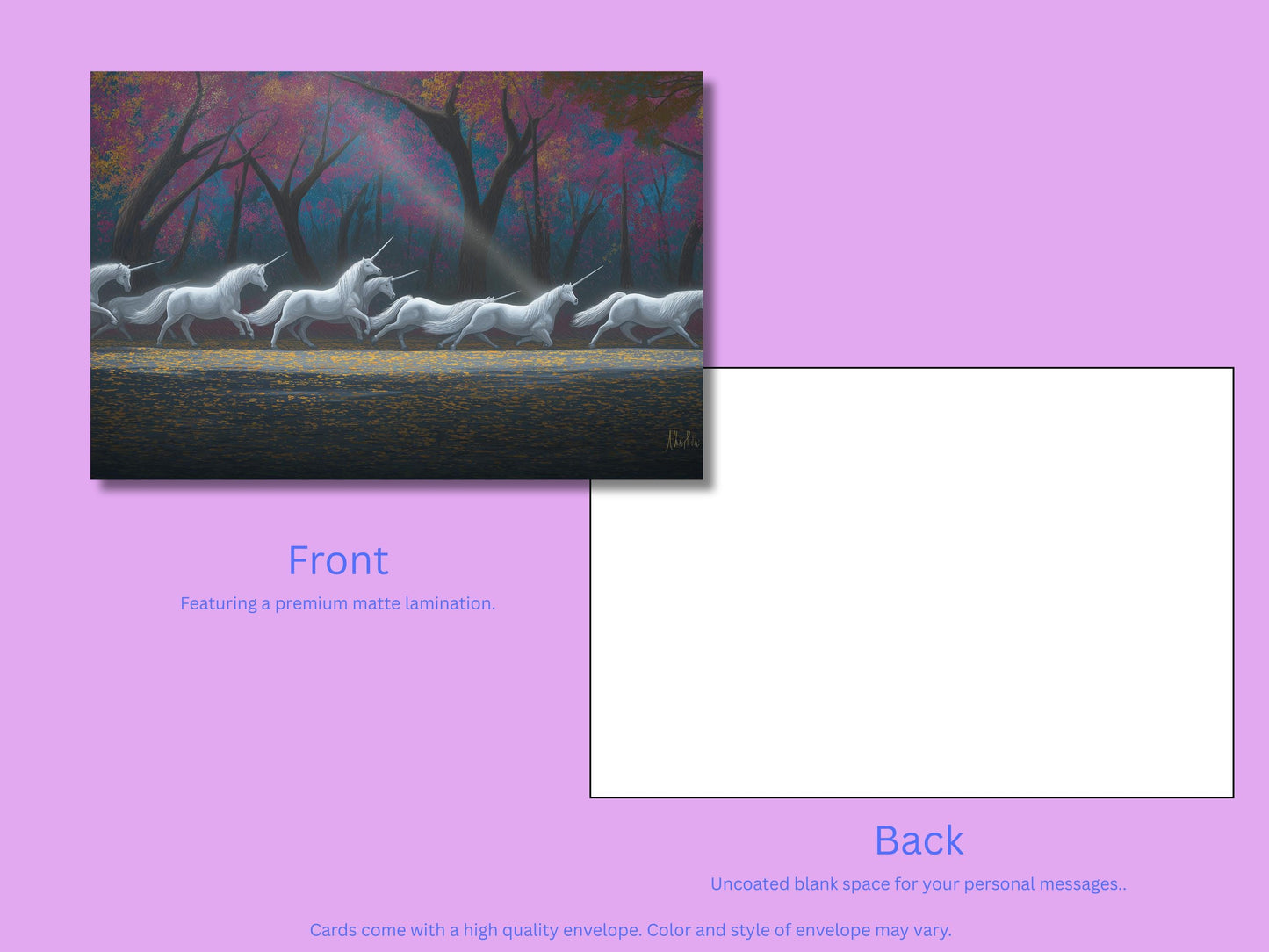 Unicorn Notecards with Envelope: Blank Notecard, Any Occasion, Greeting Cards, Thank you Cards