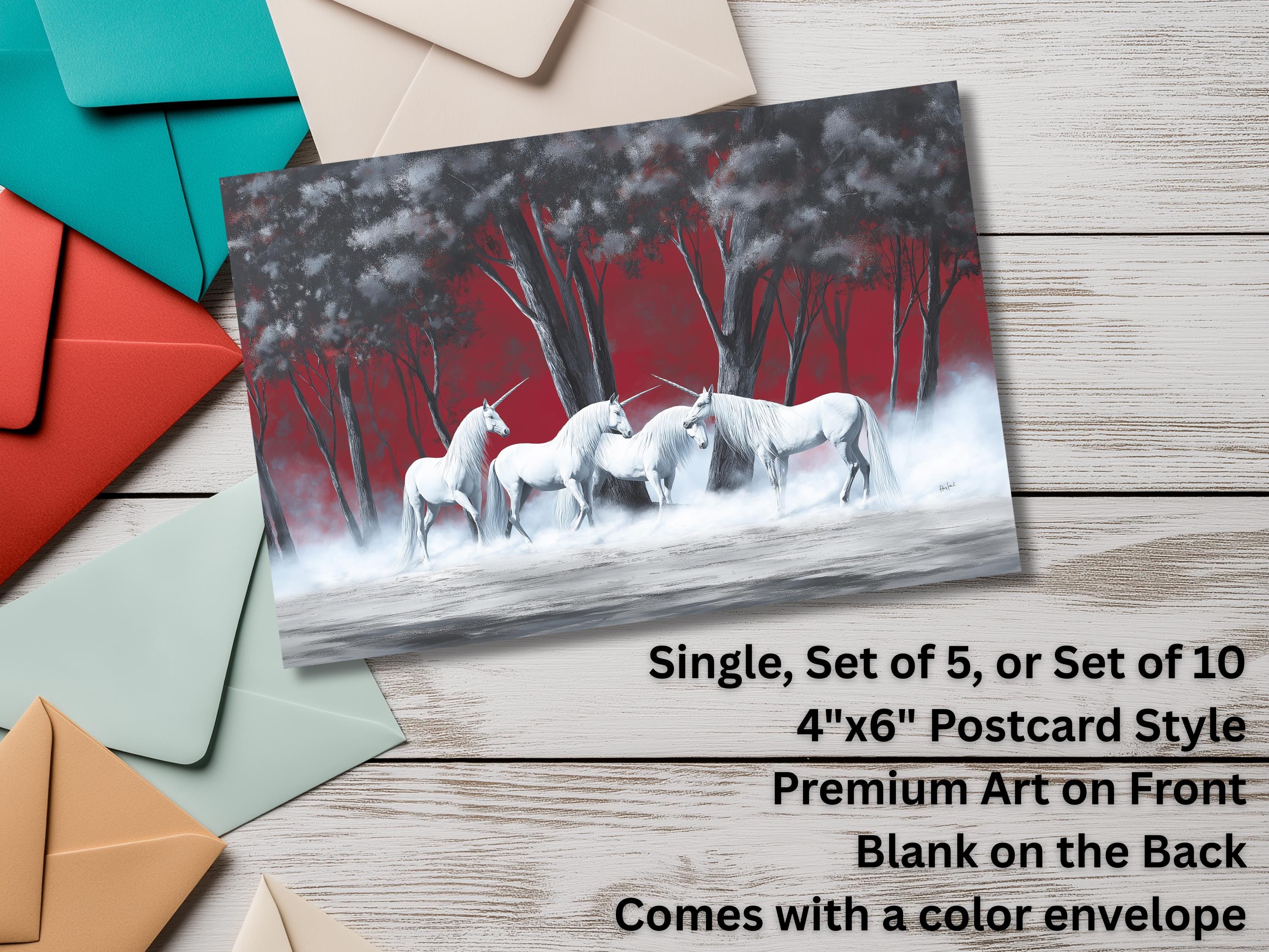 Unicorn Notecards with Envelope: Blank Notecard, Any Occasion, Greeting Cards, Thank you Cards