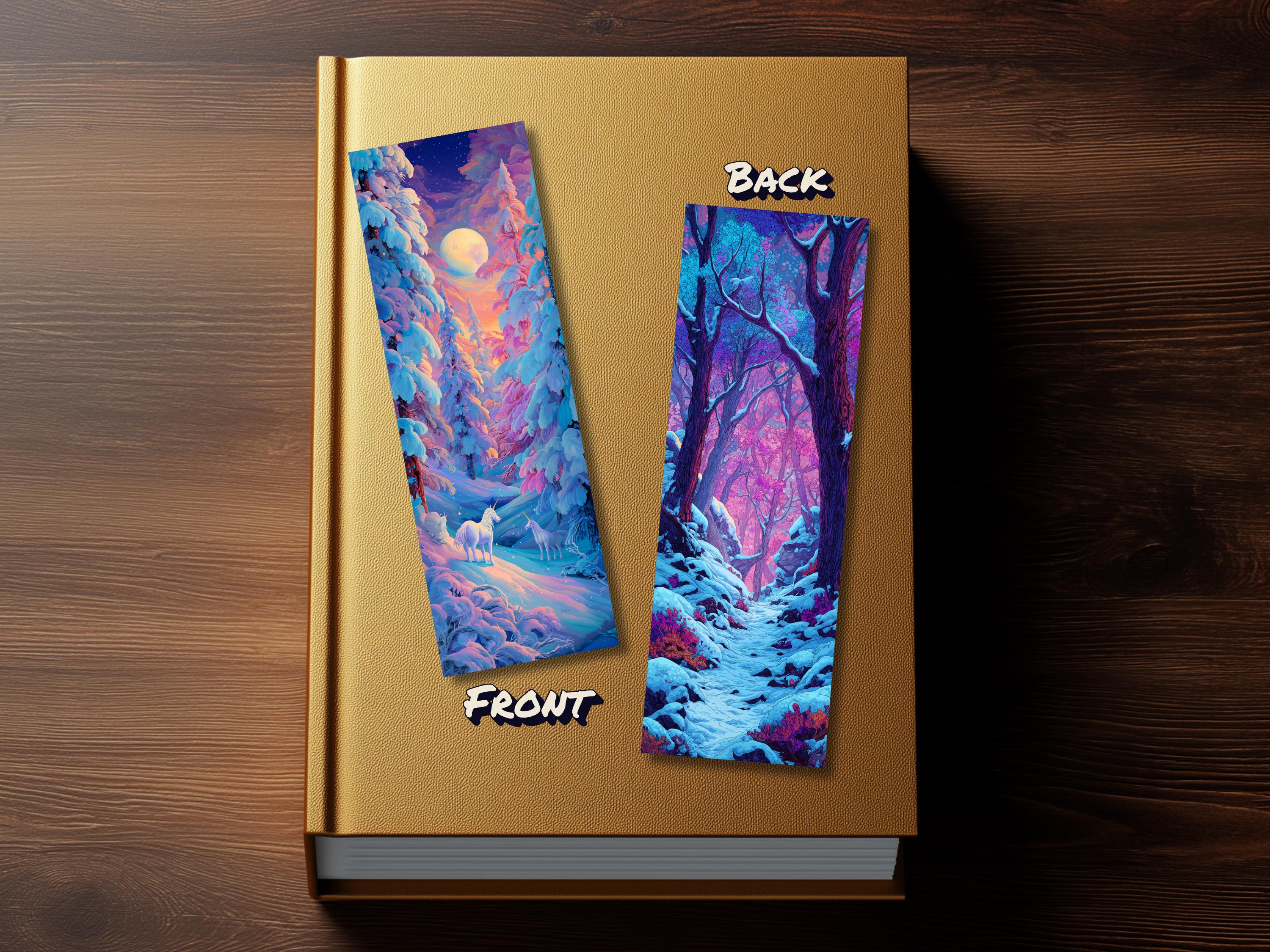 Unicorn Bookmark Set (Set of 4), double sided, High Fantasy Bookmark, Premium Bookmarks