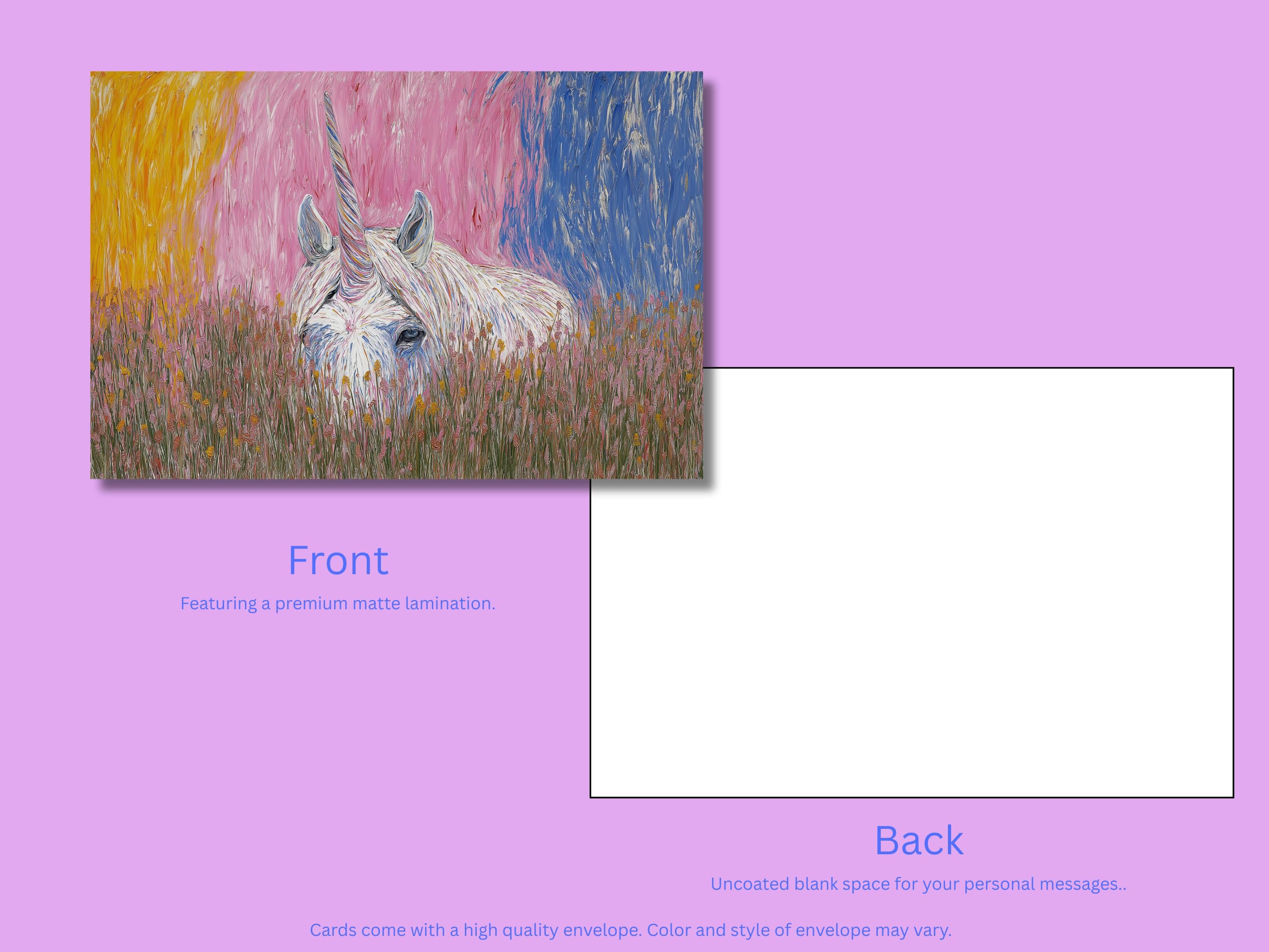 Unicorn Notecards with Envelope: Blank Notecard, Any Occasion, Greeting Cards, Thank you Cards