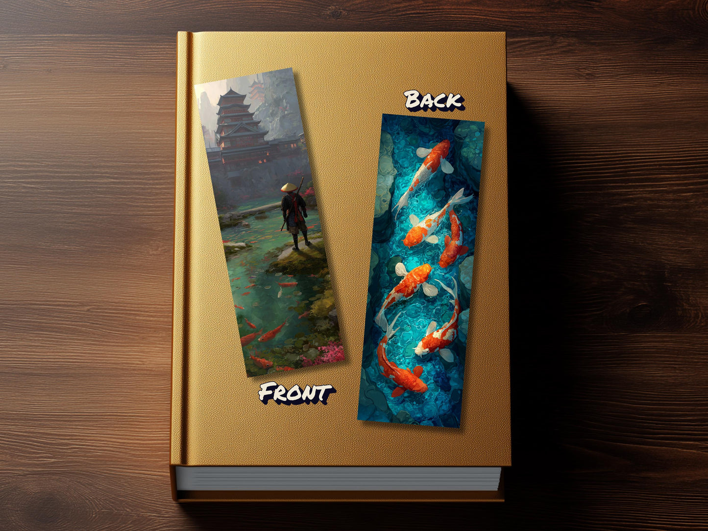 Japan Style Bookmark Set (Set of 4), double sided, High Fantasy Bookmark, Premium Bookmarks, Edo Bookmarks, Woodblock Style