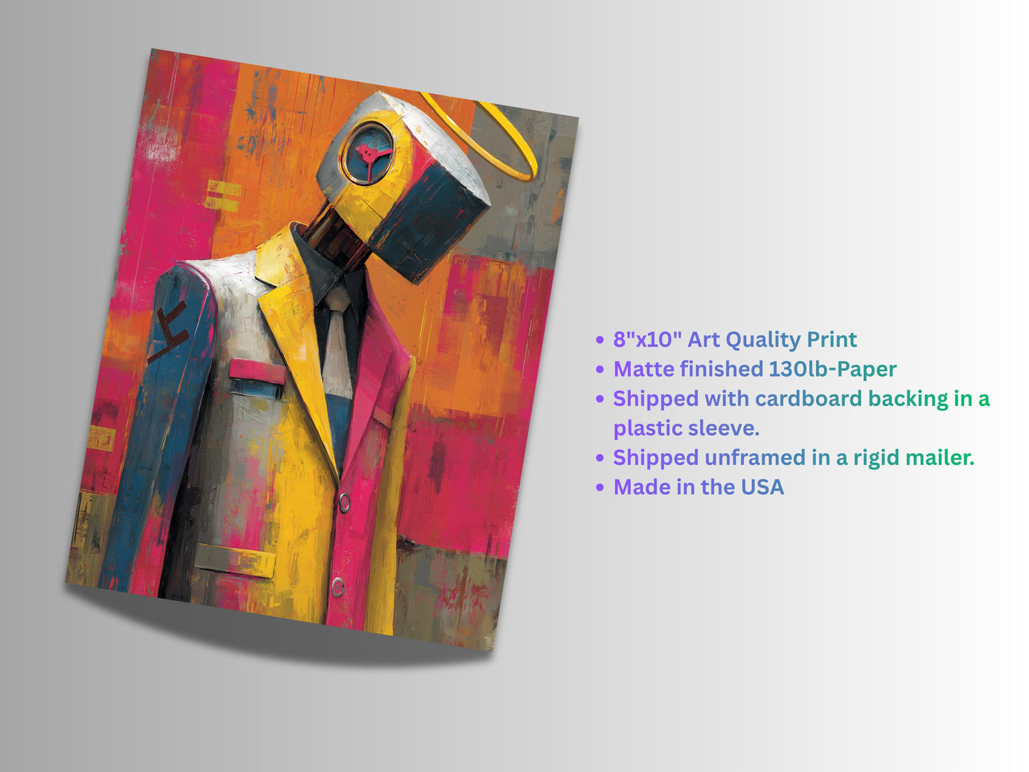 Abstract Robot Art Print | Clockwork Saint, Modern Surrealist Decor