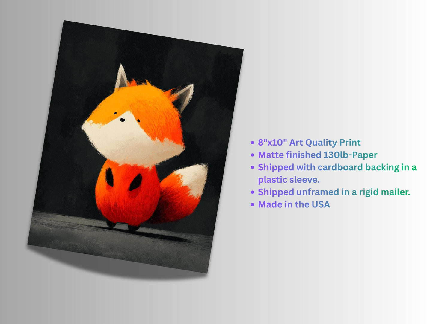 Chubby Fox Art Print | Whimsical Animal Illustration, 8x10 Matte