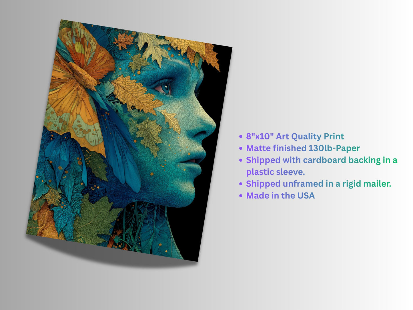 Forest Dreamer Art Print | Turquoise Nature Goddess Wall Decor