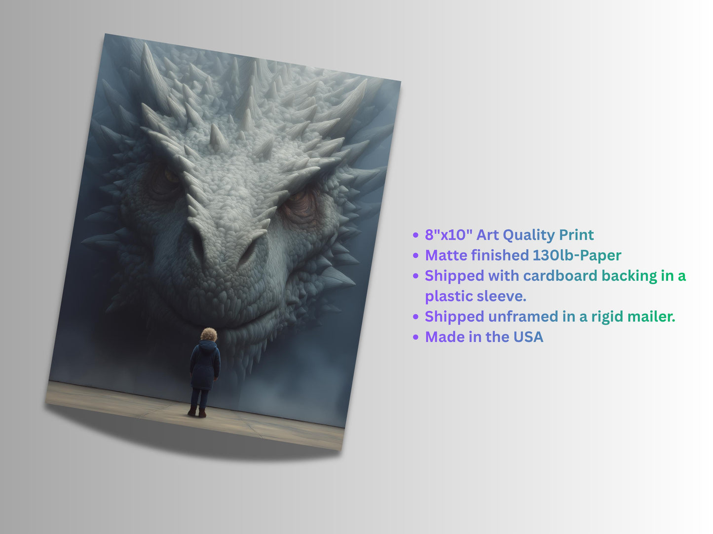 Colorful Fantasy Art | Wall Decor | Dragon Scene | “Facing Fear” | Art Print