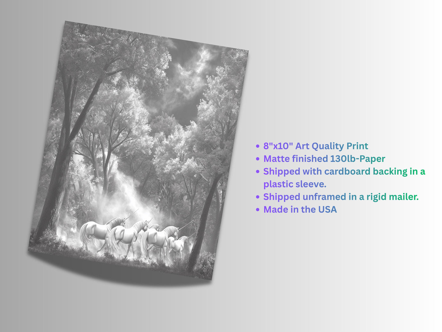 Stunning Fantasy Art | Wall Decor | Unicorn Scene | “Silver Grove” | Art Print