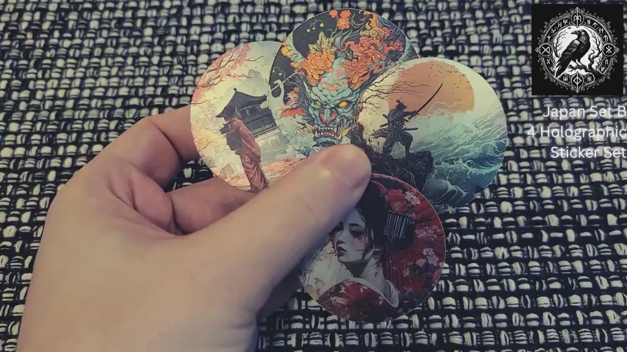 Japan Style Sticker Set B (Set of 4) - Edo Period - Holographic Effect -
