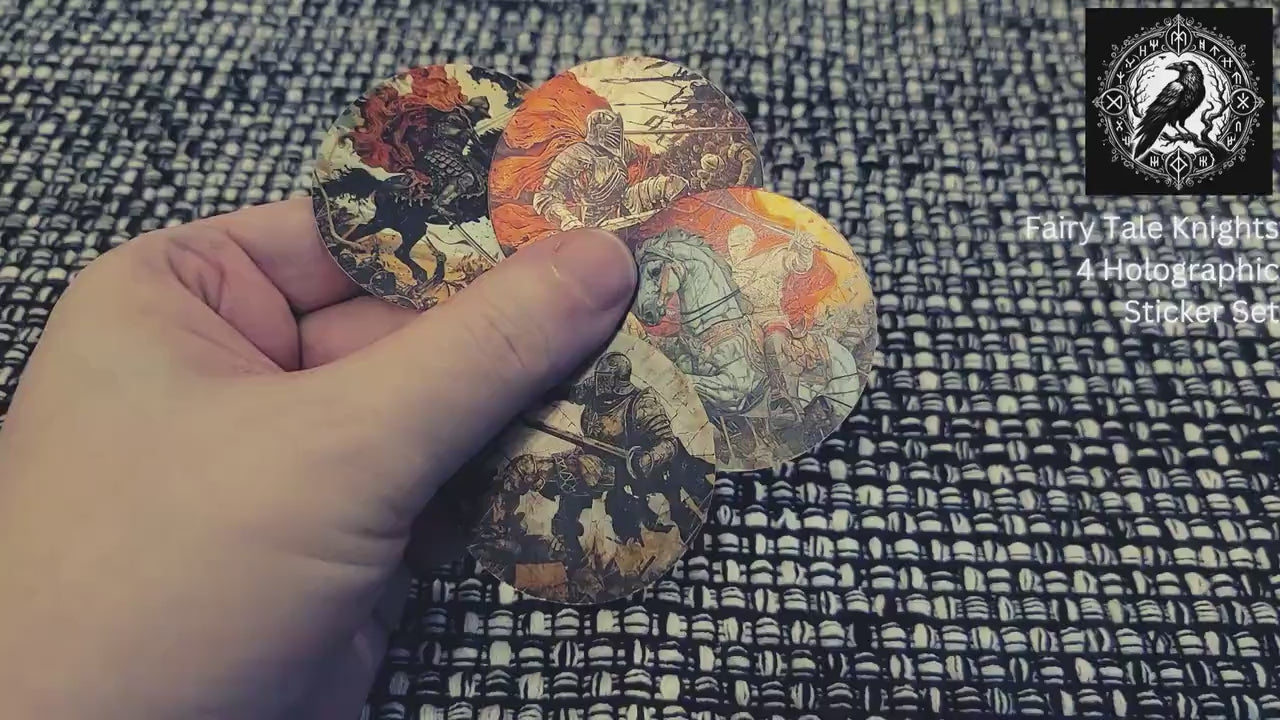 Fantasy Knight Sticker Set (Set of 4) - Holographic Effect -