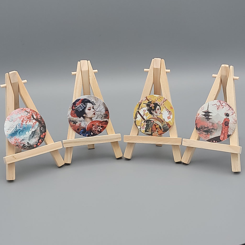 Japan Style Sticker Set A (Set of 4) - Edo Period - Holographic Effect -