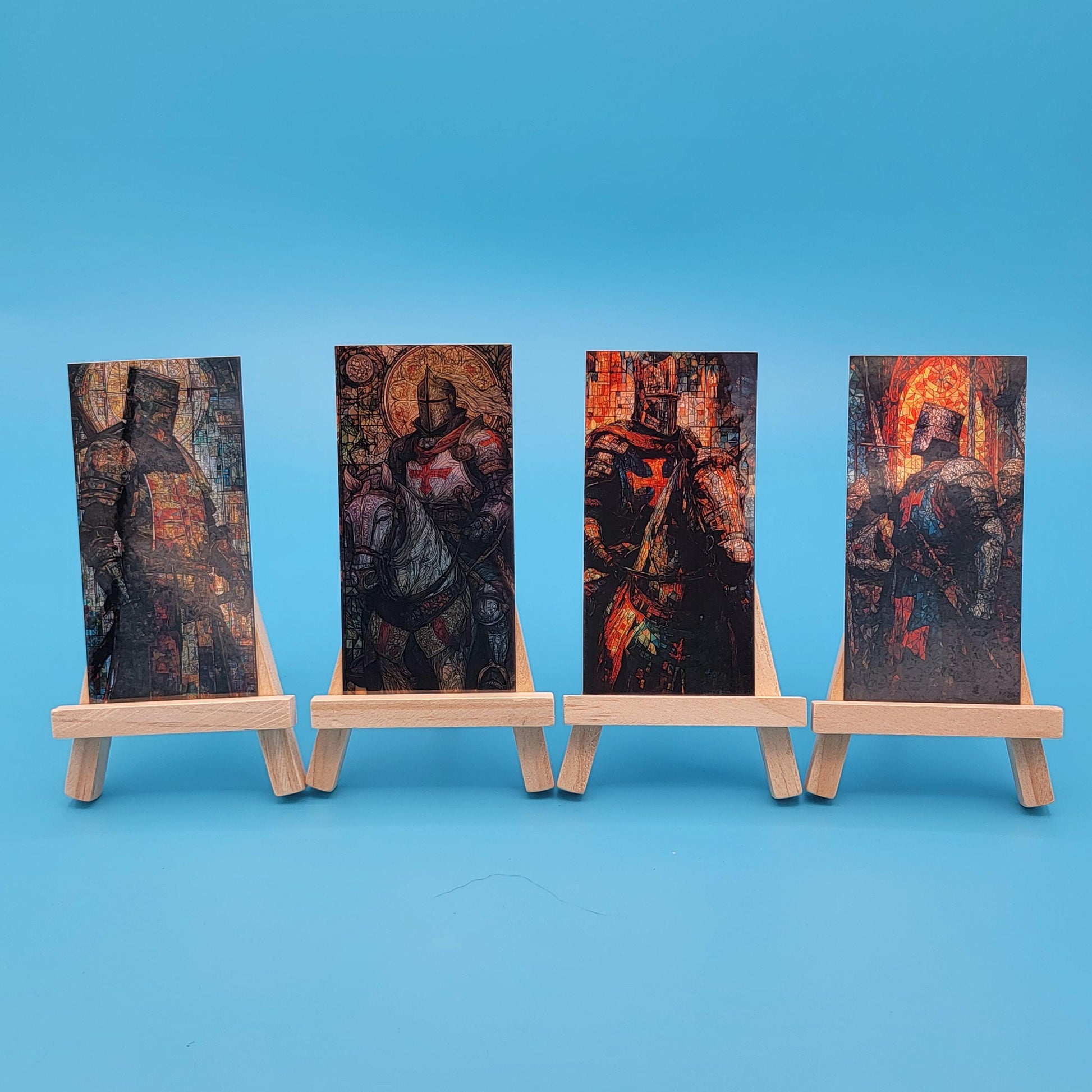 Holographic Knight Sticker Set: Stained Glass Medieval Fantasy (4"x2")