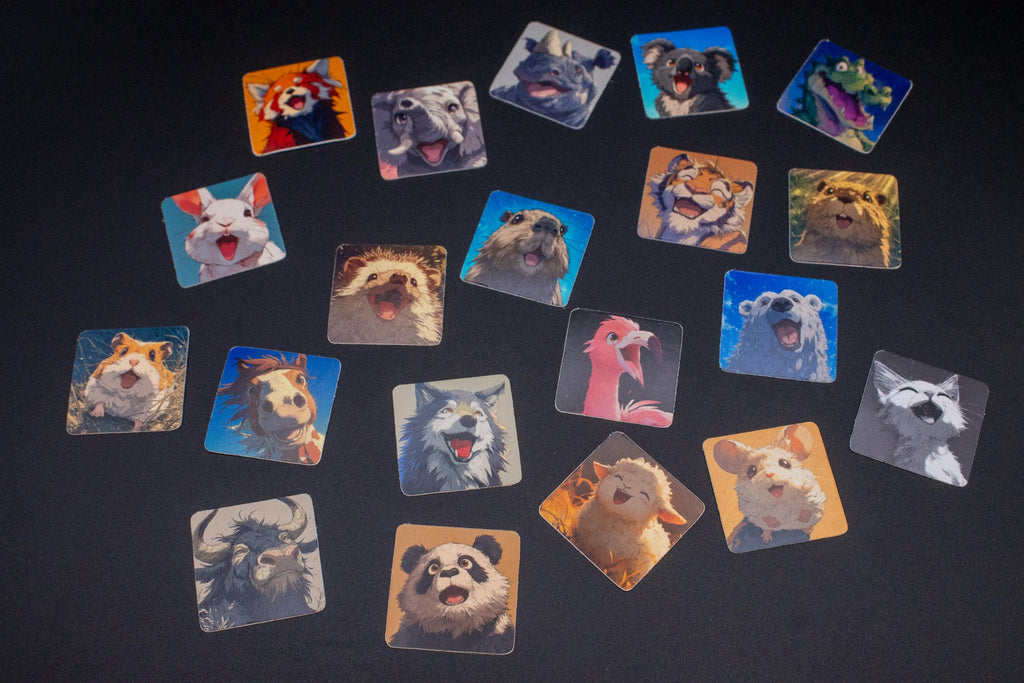 Cute Mini Anime Style Animal Stickers (Set of 20), 1x1 Inch