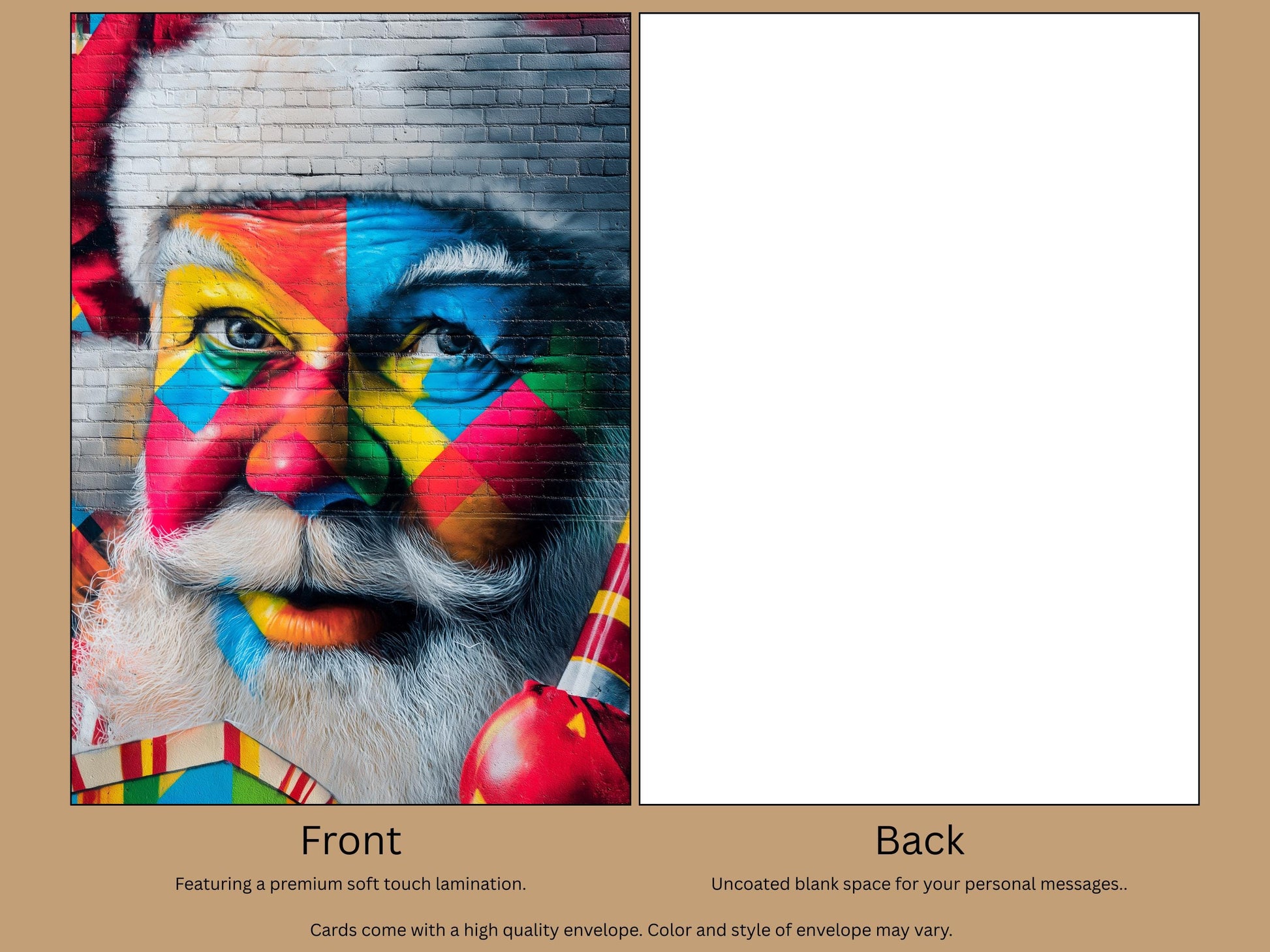 Colorful Santa Art Print Christmas Card