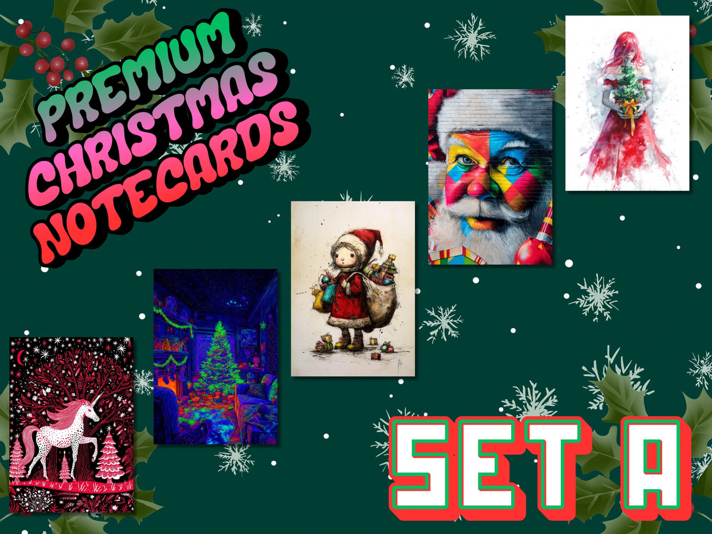 Unique Christmas Card Set: Art Print Quality, 15 Designs