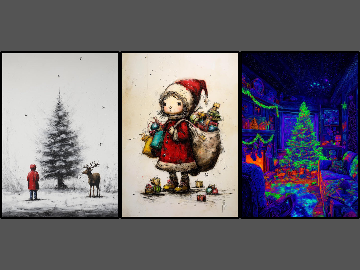 Unique Christmas Card Set: Art Print Quality, 15 Designs