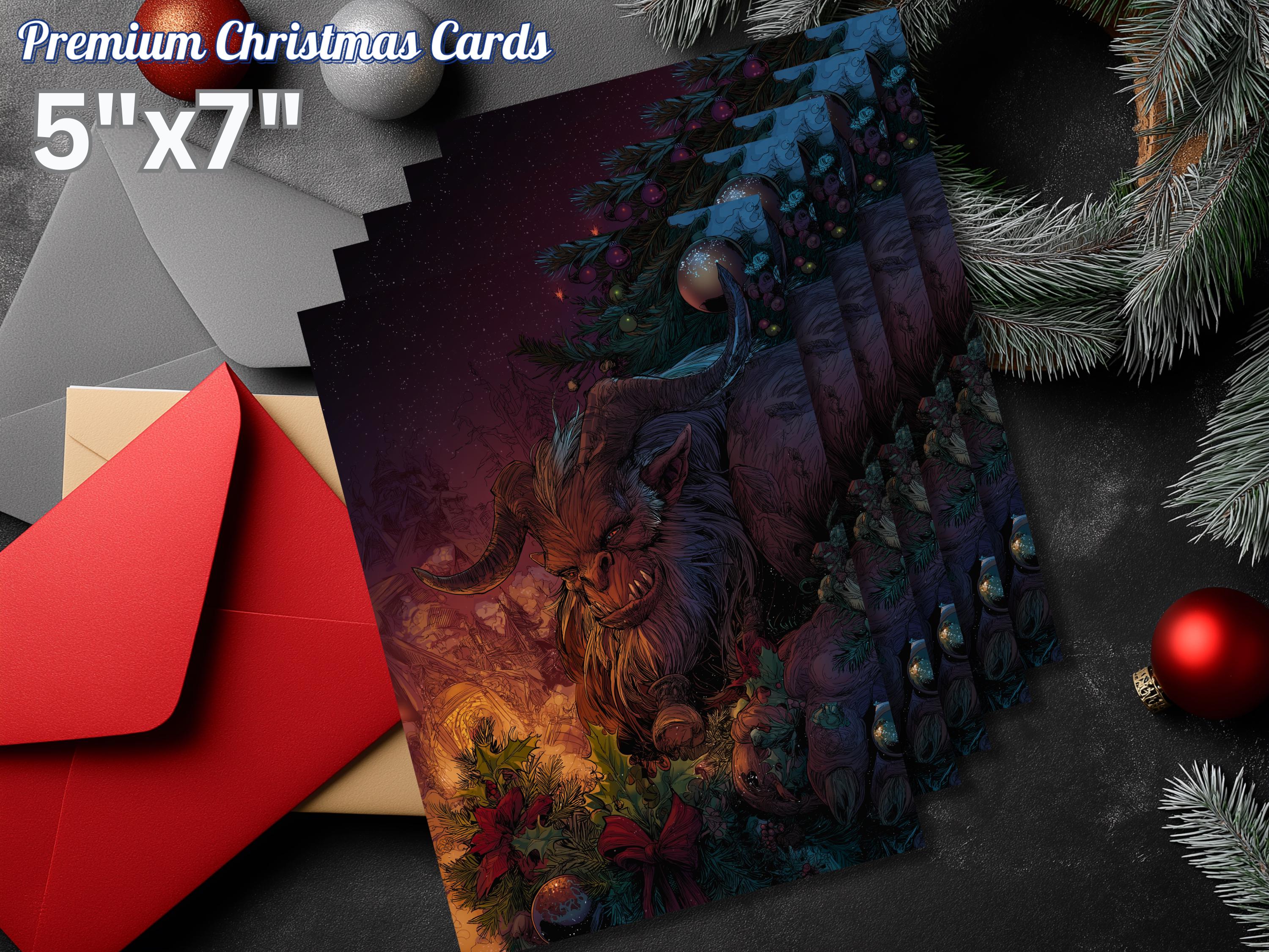 Krampus Christmas Art Print Card: Unique Holiday Greeting
