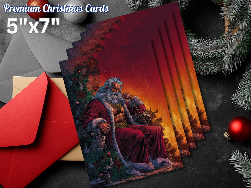 Cute Christmas Card, A Buff Santa Christmas, Art Print Christmas Card