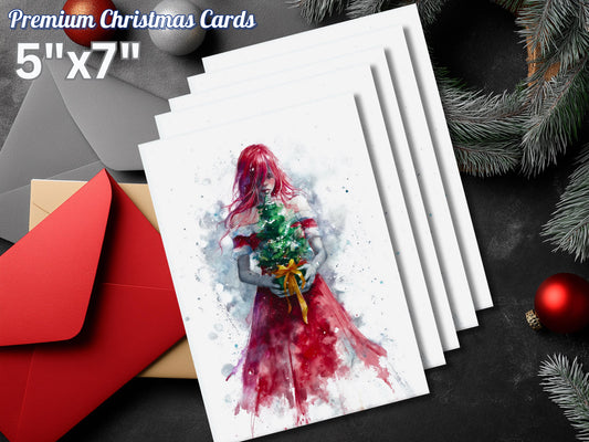 Crimson Women Christmas Card: Crimson Art Print, Blank Inside