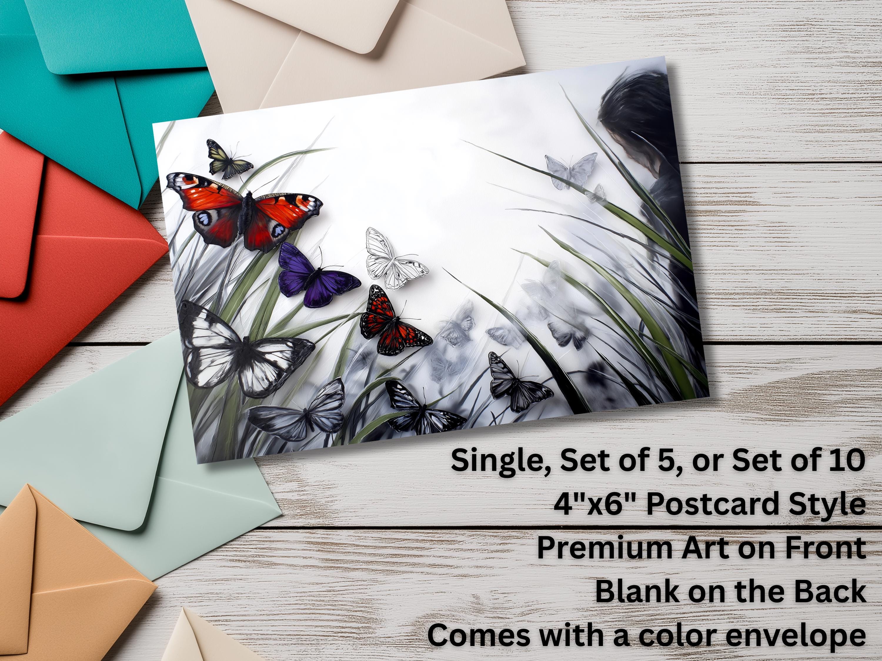 Butterfly Notecards with Envelope: Blank Notecard, Any Occasion, Greeting Cards, Thank you Cards