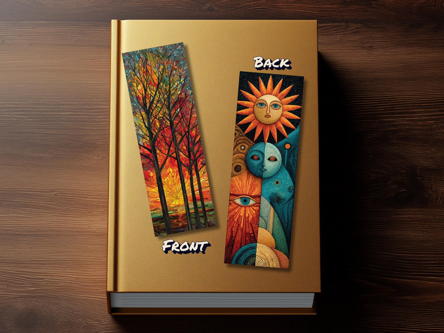 Four Seasons Bookmarks: Stained Glass Style Nature Art (Set of 4)