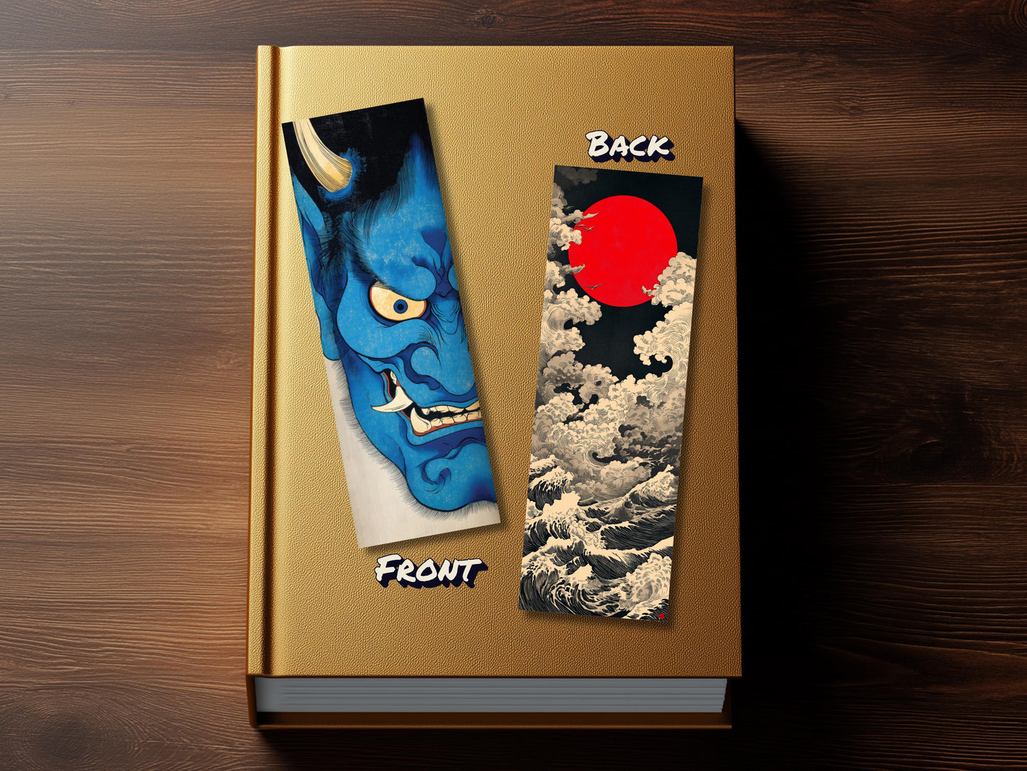 Japan Style Bookmark Set (Set of 4), double sided, High Fantasy Bookmark, Premium Bookmarks, Edo Bookmarks, Woodblock Style