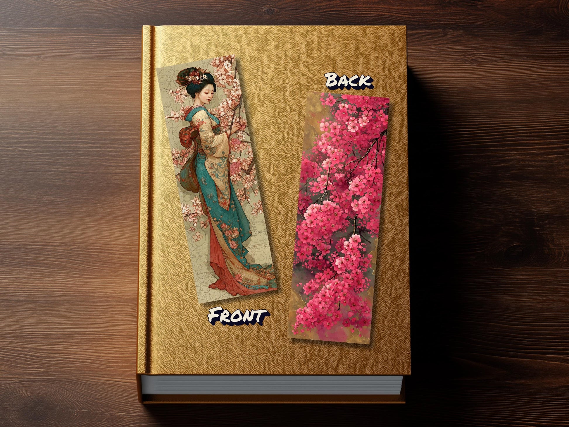 Japan Style Bookmark Set (Set of 4), double sided, High Fantasy Bookmark, Premium Bookmarks, Edo Bookmarks, Woodblock Style