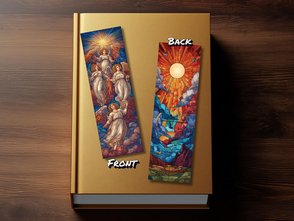 Bible Story Bookmark Set (Set of 4), double sided, High Fantasy Bookmark, Premium Bookmarks, Christian Bookmarks