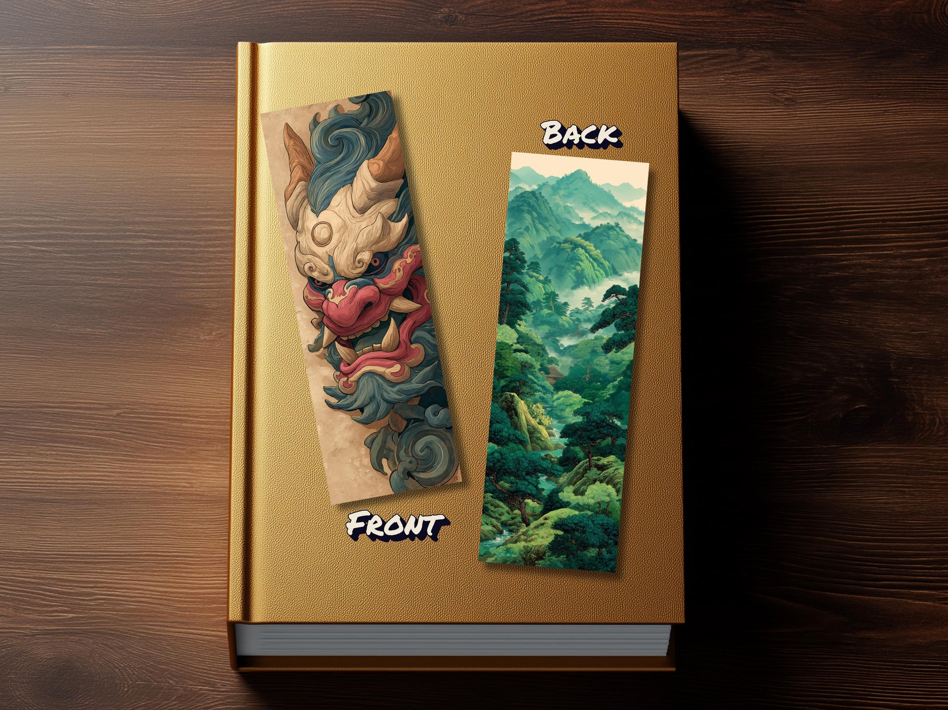 Japan Style Bookmark Set (Set of 4), double sided, High Fantasy Bookmark, Premium Bookmarks, Edo Bookmarks, Woodblock Style