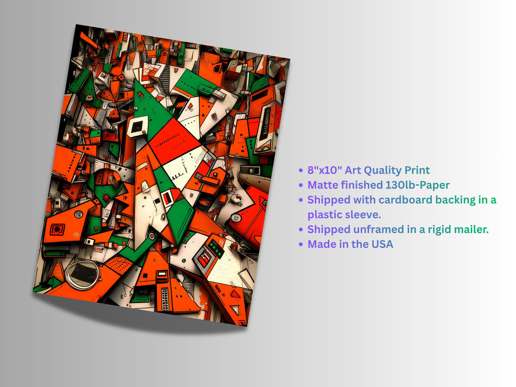 Colorful Abstract Geometric Art | Wall Decor | Cubist Shapes Illustration | “Urban Origami” | Art Print