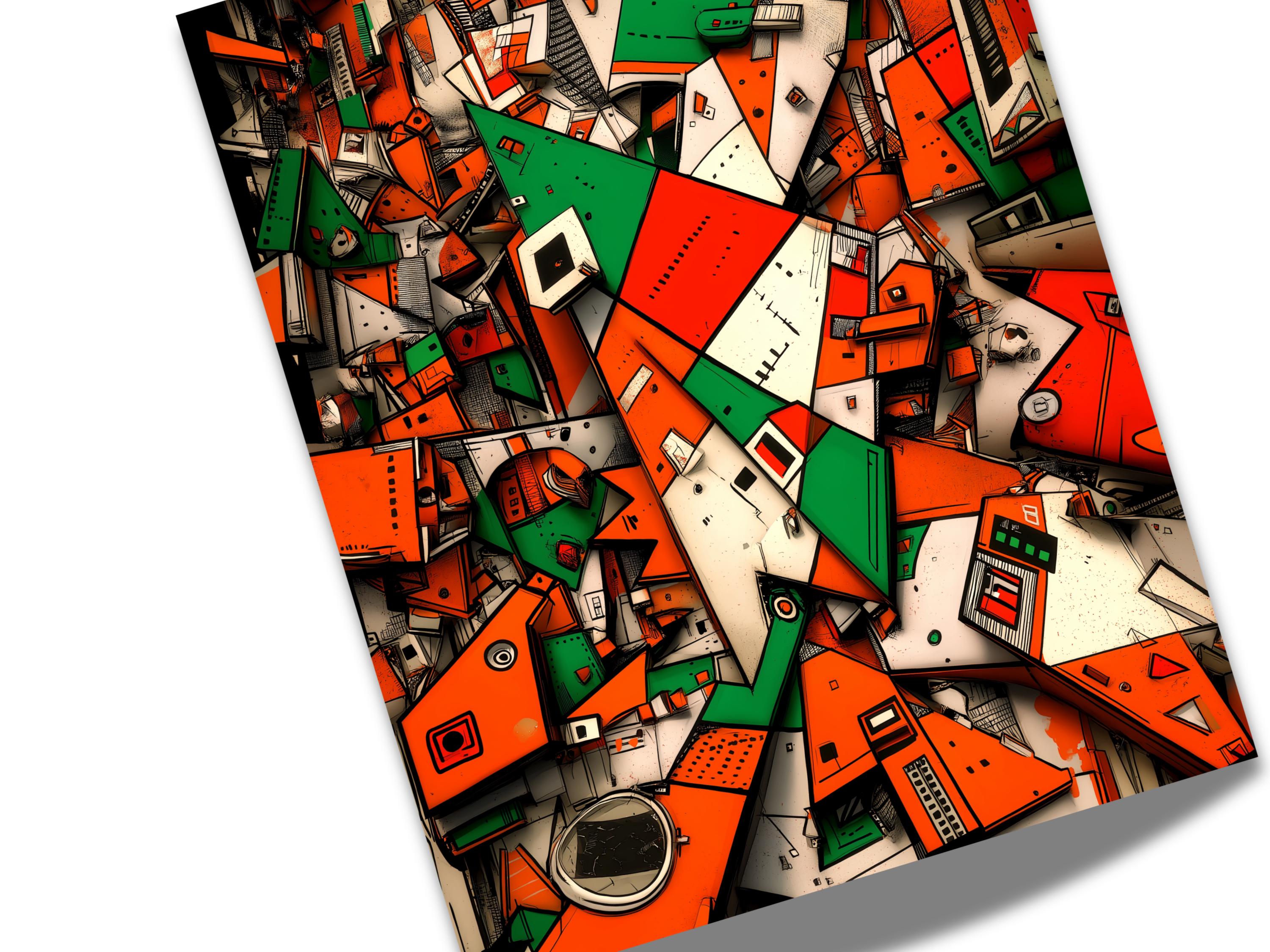 Colorful Abstract Geometric Art | Wall Decor | Cubist Shapes Illustration | “Urban Origami” | Art Print