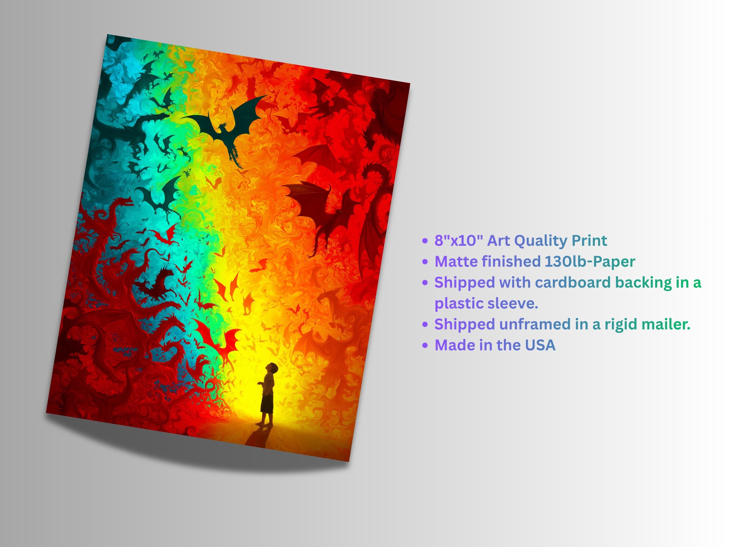 Colorful Abstract Art | Wall Decor | Fantasy Dragon Illustration | “Dreaming of Dragons” | Art Print