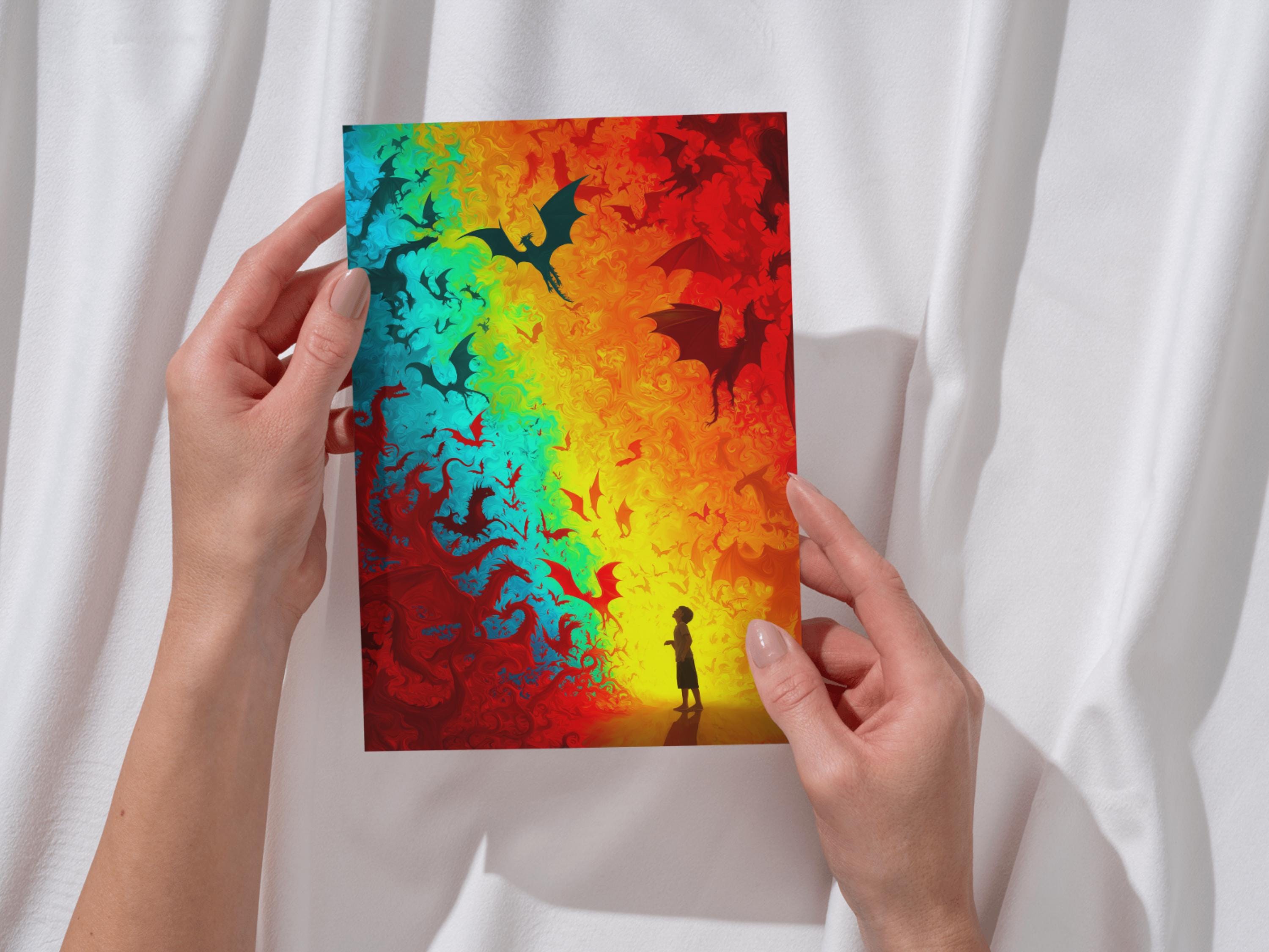 Colorful Abstract Art | Wall Decor | Fantasy Dragon Illustration | “Dreaming of Dragons” | Art Print