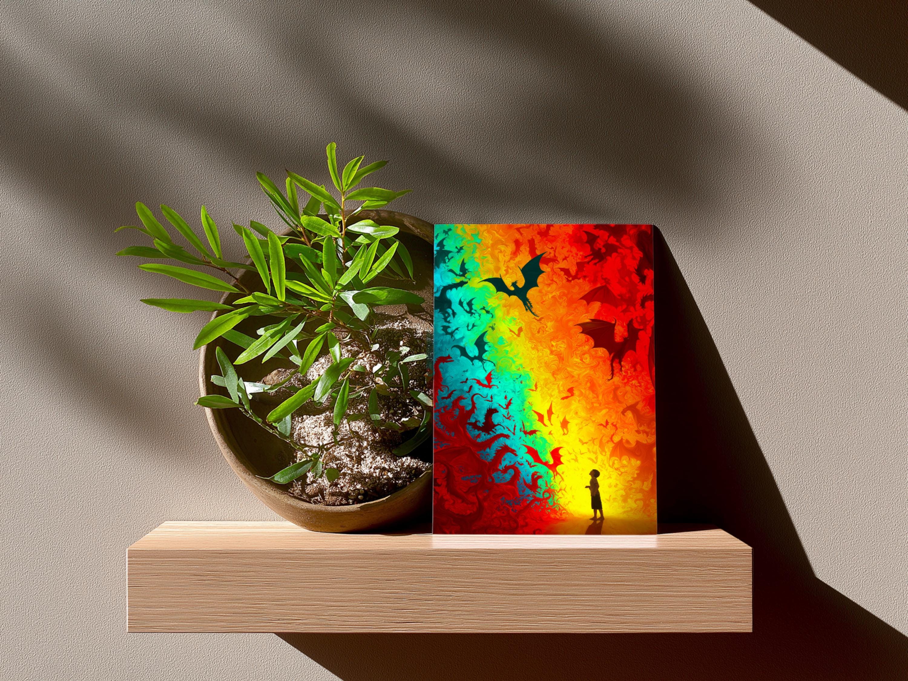 Colorful Abstract Art | Wall Decor | Fantasy Dragon Illustration | “Dreaming of Dragons” | Art Print