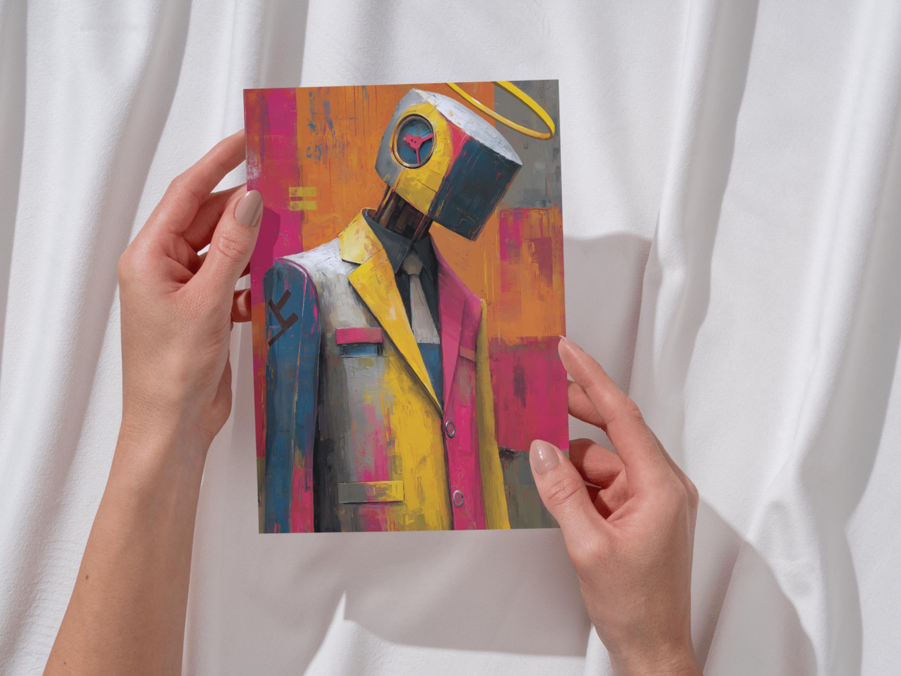 Colorful Abstract Art | Wall Decor | Abstract Robot Art | “Clockwork Saint” | Art Print