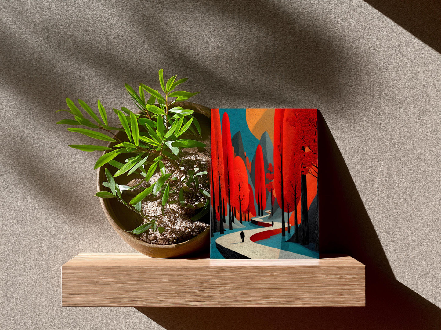 Colorful Abstract Art | Wall Decor | Minimalist Forest Scene | “Autumns Walk” | Art Print