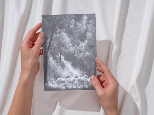 Stunning Fantasy Art | Wall Decor | Unicorn Scene | “Silver Grove” | Art Print